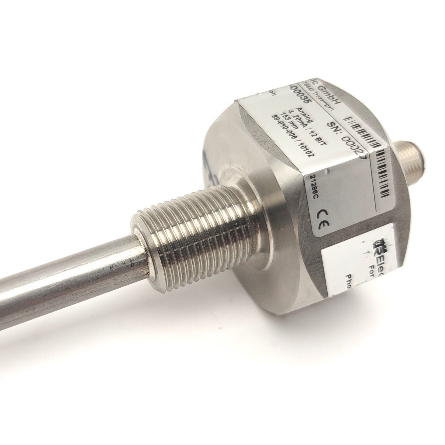 Used TR Electronic 331-00035 Analog Linear Encoder 4-20mA, 153mm Length, M12 4-Pin