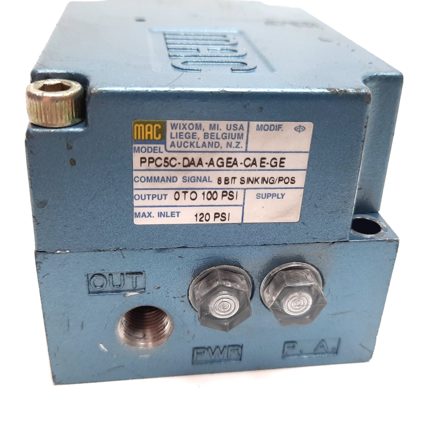 Used MAC PPC5C-DAA-AGEA-CAE-GE Proportional Pressure Controller, Pressure: 0-100psi