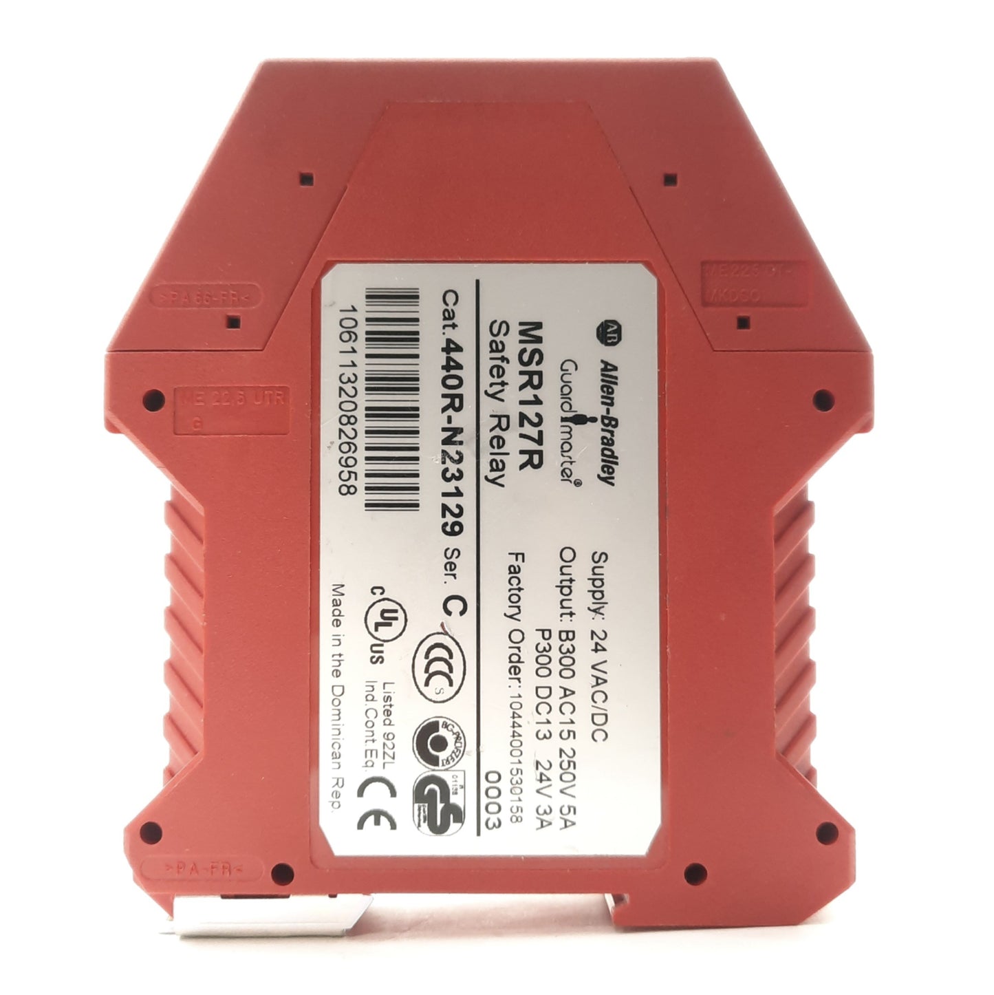 Used Allen Bradley 440R-N23129 GuardMater Safety Relay, 2x Safety Inputs, 24VAC/DC