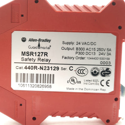 Used Allen Bradley 440R-N23129 GuardMater Safety Relay, 2x Safety Inputs, 24VAC/DC