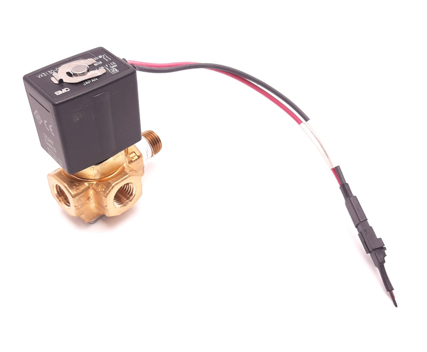 Used SMC VX3130-02N-5G1 Solenoid Valve 3 Ports 1/4" NPT, 24v DC Coil, NC, Air/Water