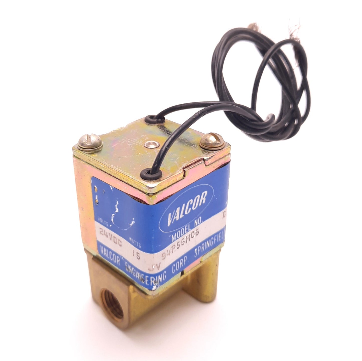 Used Valcor 94P56HC6 Solenoid Valve 1/4" NPT Ports 24v DC 15 Watt Coil, 35 Psi Max