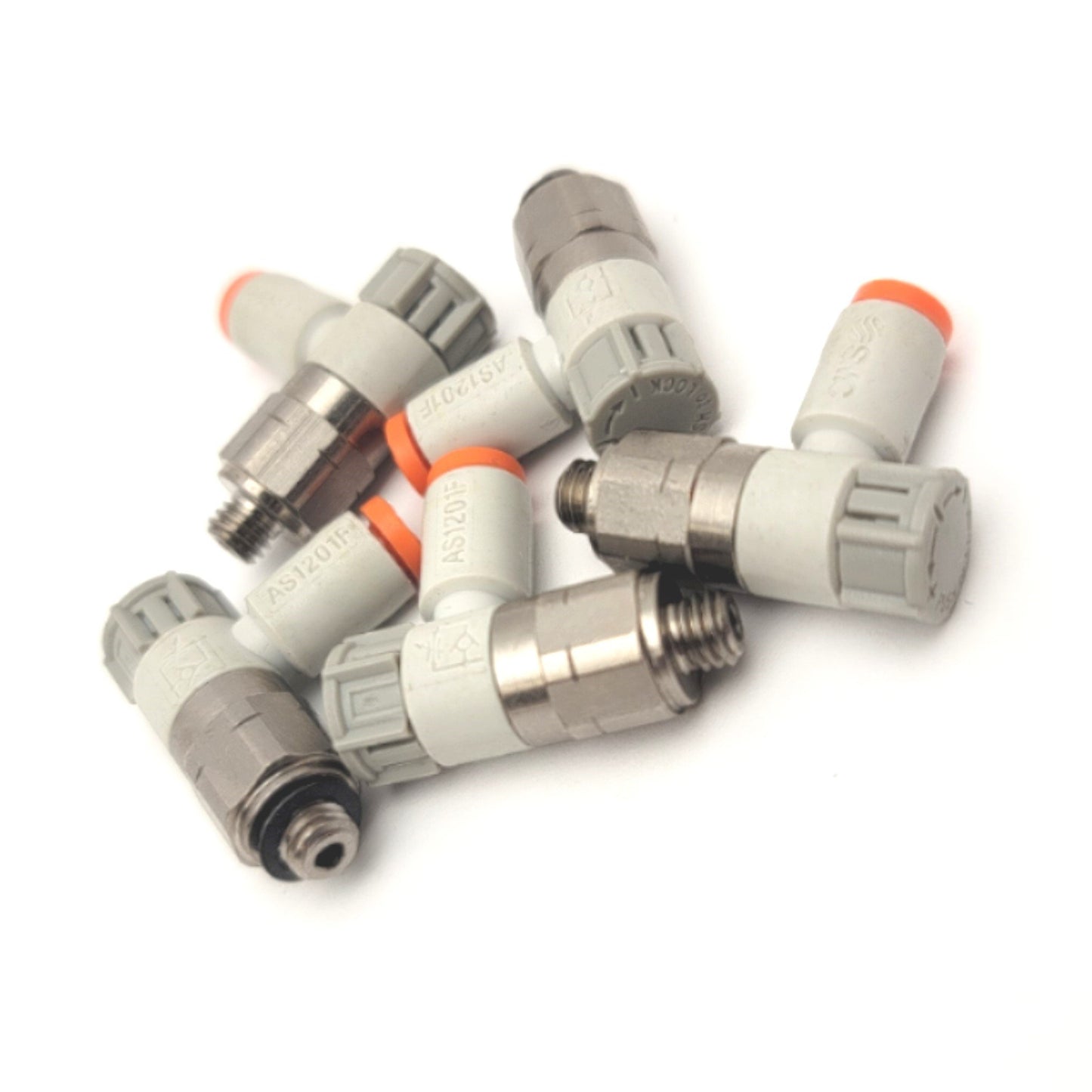 Used Lot Of 5 SMC AS1201F-U10/32-01 Speed Controller Fittings 1/8" To 10-32UNF