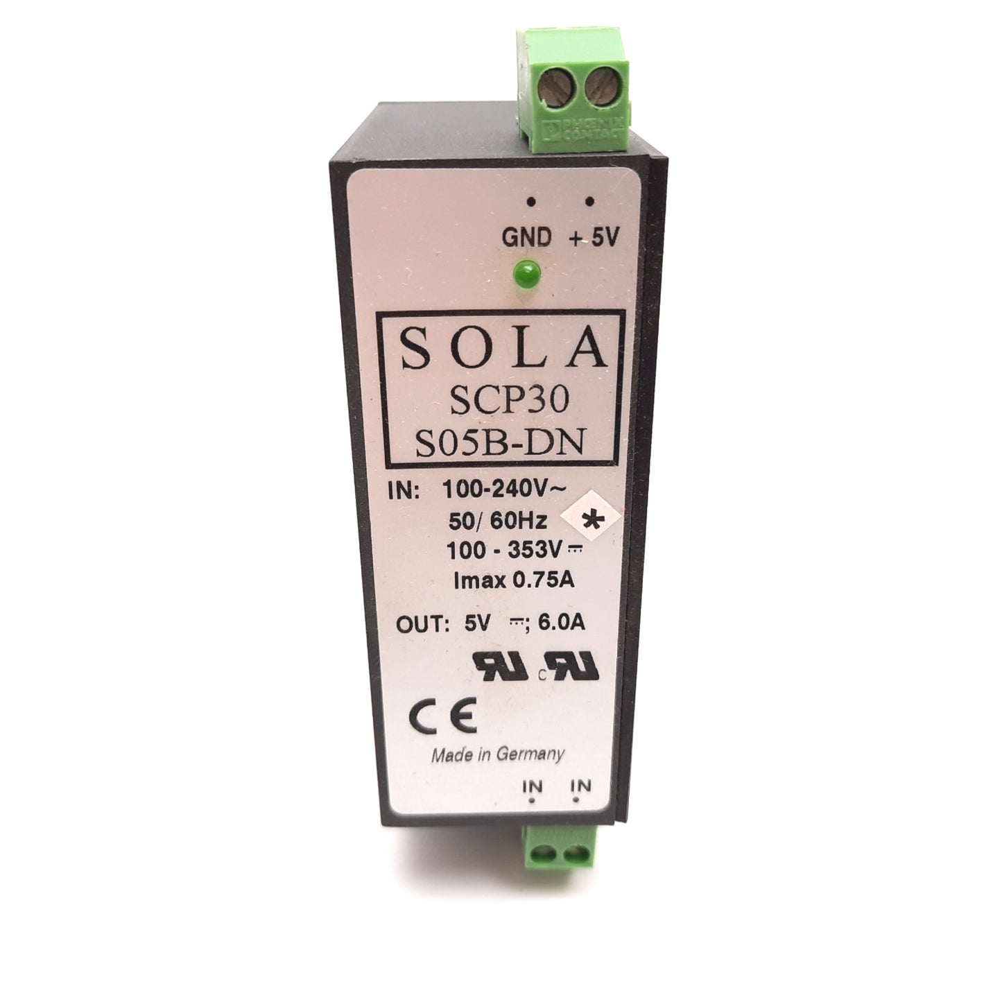 Used Sola SCP30 D15B-DN Power Supply, In: 100-240VAC / 353VDC, Out: 15VDC 1.0A