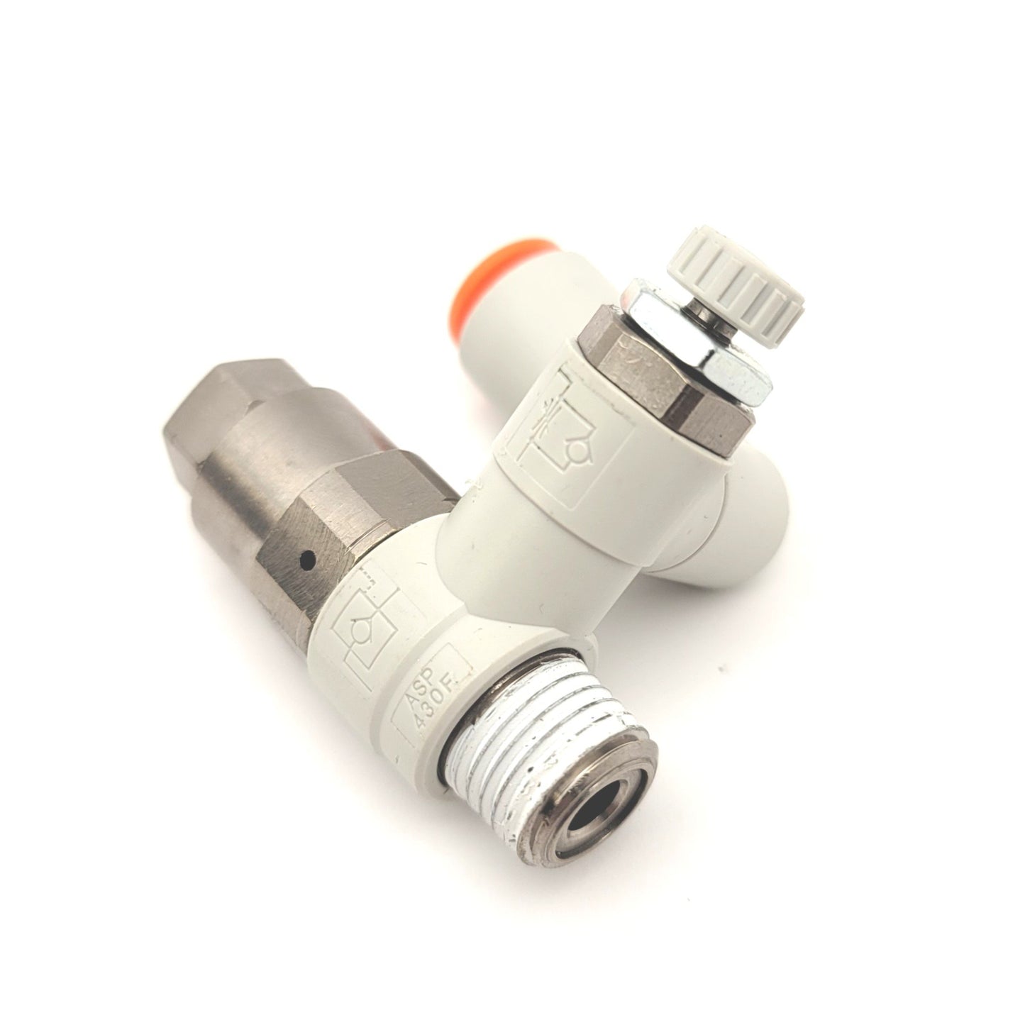 New – Open box SMC ASP430F-N02-09 Speed Controller With Pilot Check Valve And One Touch Fitting