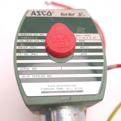 Used ASCO 8262G230E Red Hat Solenoid Valve 1/4" NPT, 17 Watts, 90 Psi Inert Gas