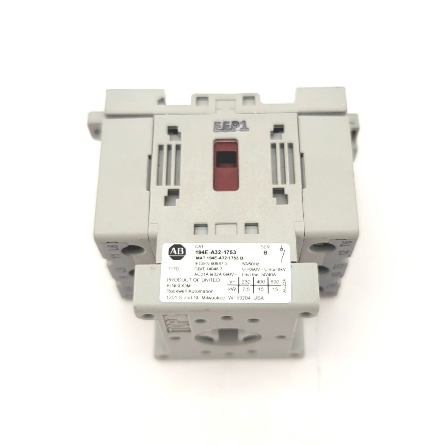 Used Allen Bradley 194E-A32-1753 B Load Disconnect Switch Rated 32A, 600VAC, 3 Pole