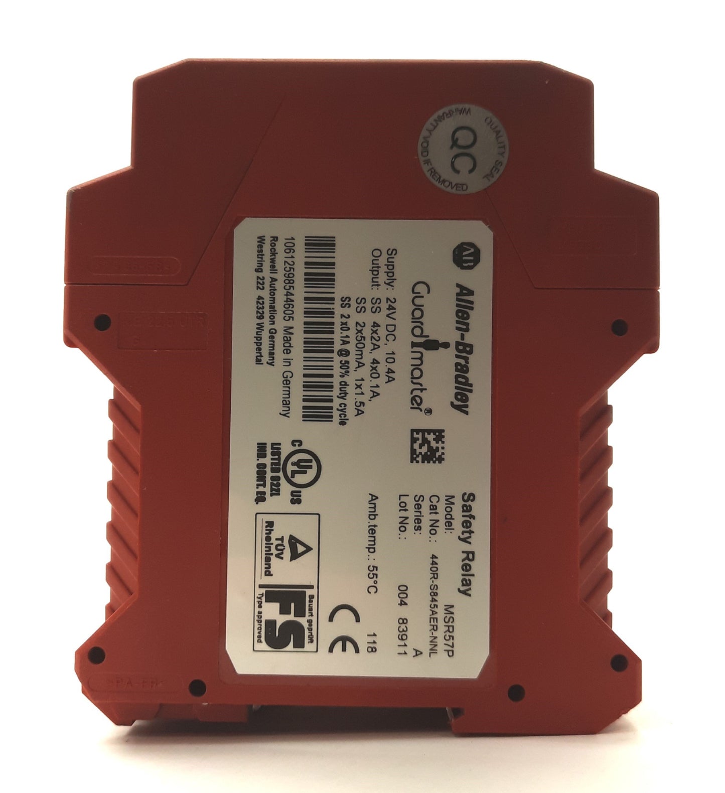 Used Allen Bradley 440R-S845AER-NNL Guardmaster Safety Relay, 2x Encoder, 24VDC 10.4A