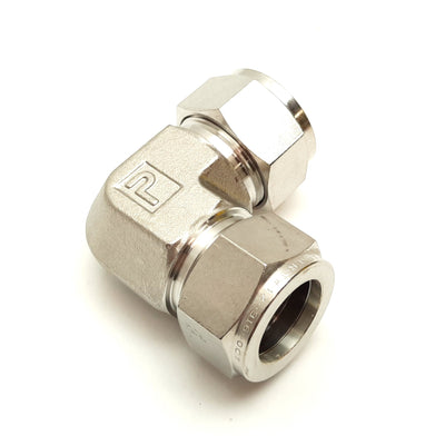 New – Open box Parker Yor-Lok Elbow Fitting, 90°, 316 Stainless Steel, For 3/4" Tube OD
