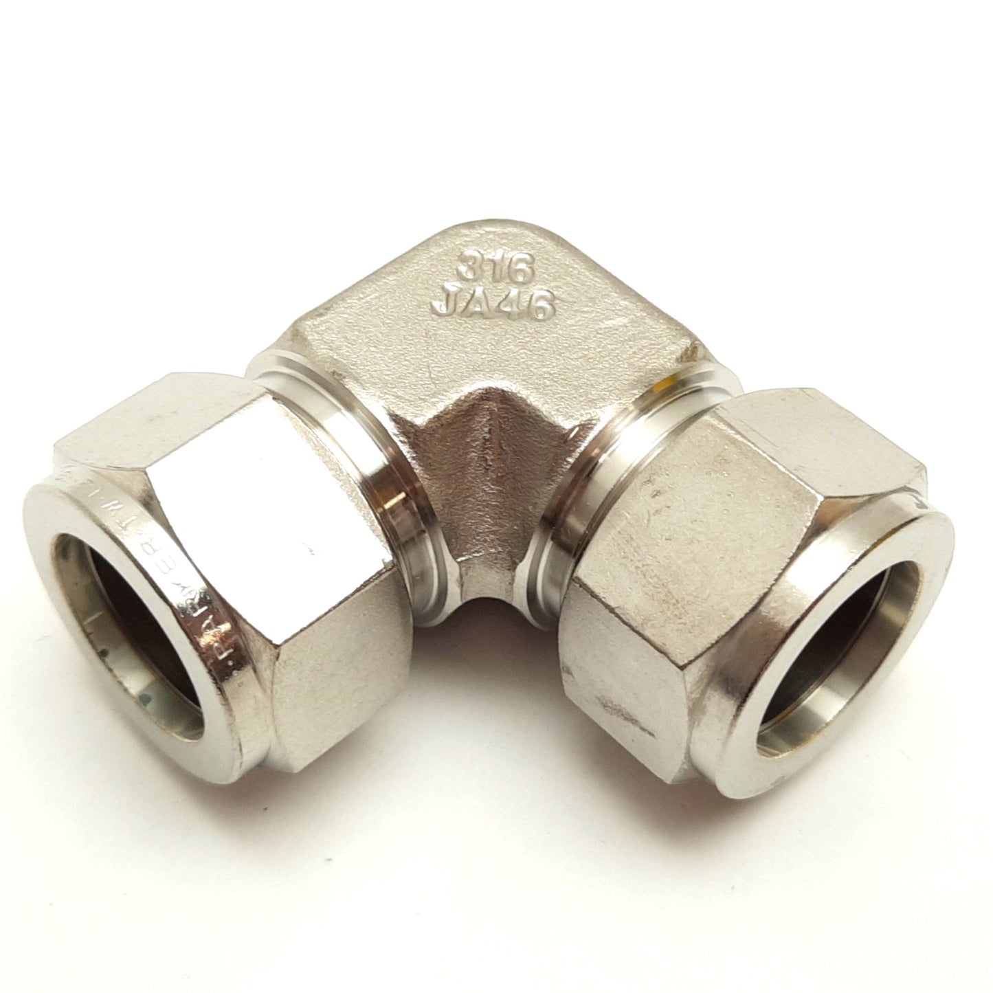 New – Open box Parker Yor-Lok Elbow Fitting, 90°, 316 Stainless Steel, For 3/4" Tube OD