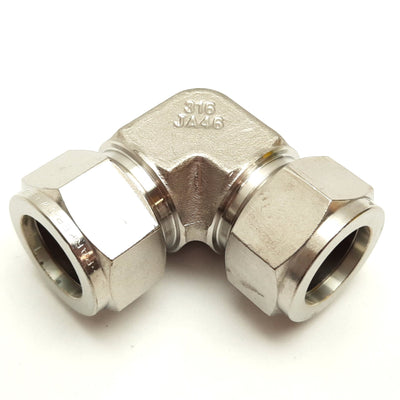 New – Open box Parker Yor-Lok Elbow Fitting, 90°, 316 Stainless Steel, For 3/4" Tube OD