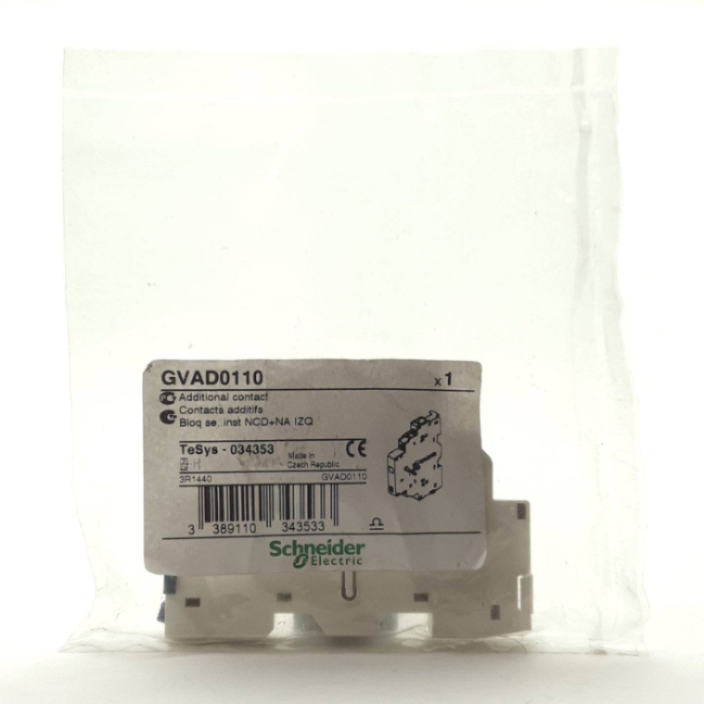 New Schneider Electric GVAD0110 Auxiliary Contact Block 2-Pole NO/NC Screw Terminals