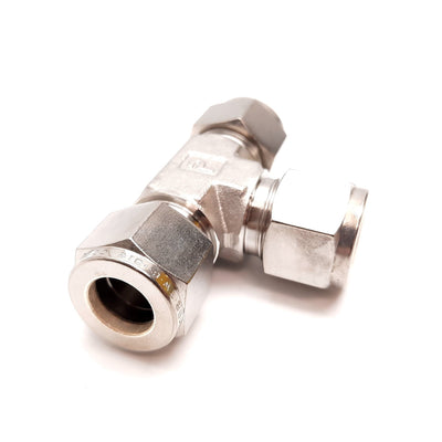 New – Open box Parker Yor-Lok Tee Fitting, 316 Stainless Steel, Connectors: 1/2" Tube OD