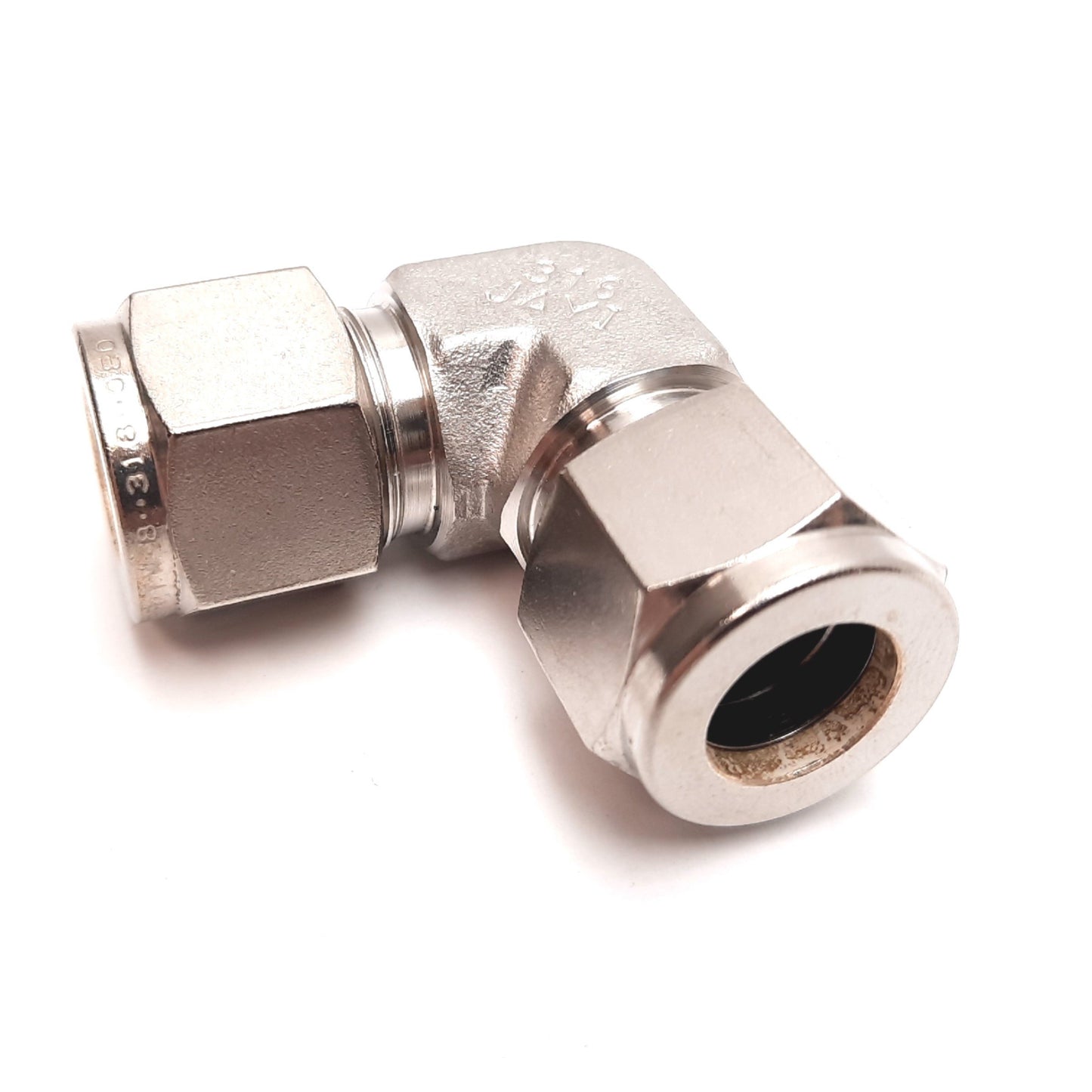 New – Open box Parker Yor-Lok Elbow Fitting, 90°, 316 Stainless Steel, Connectors: 1/2" Tube OD