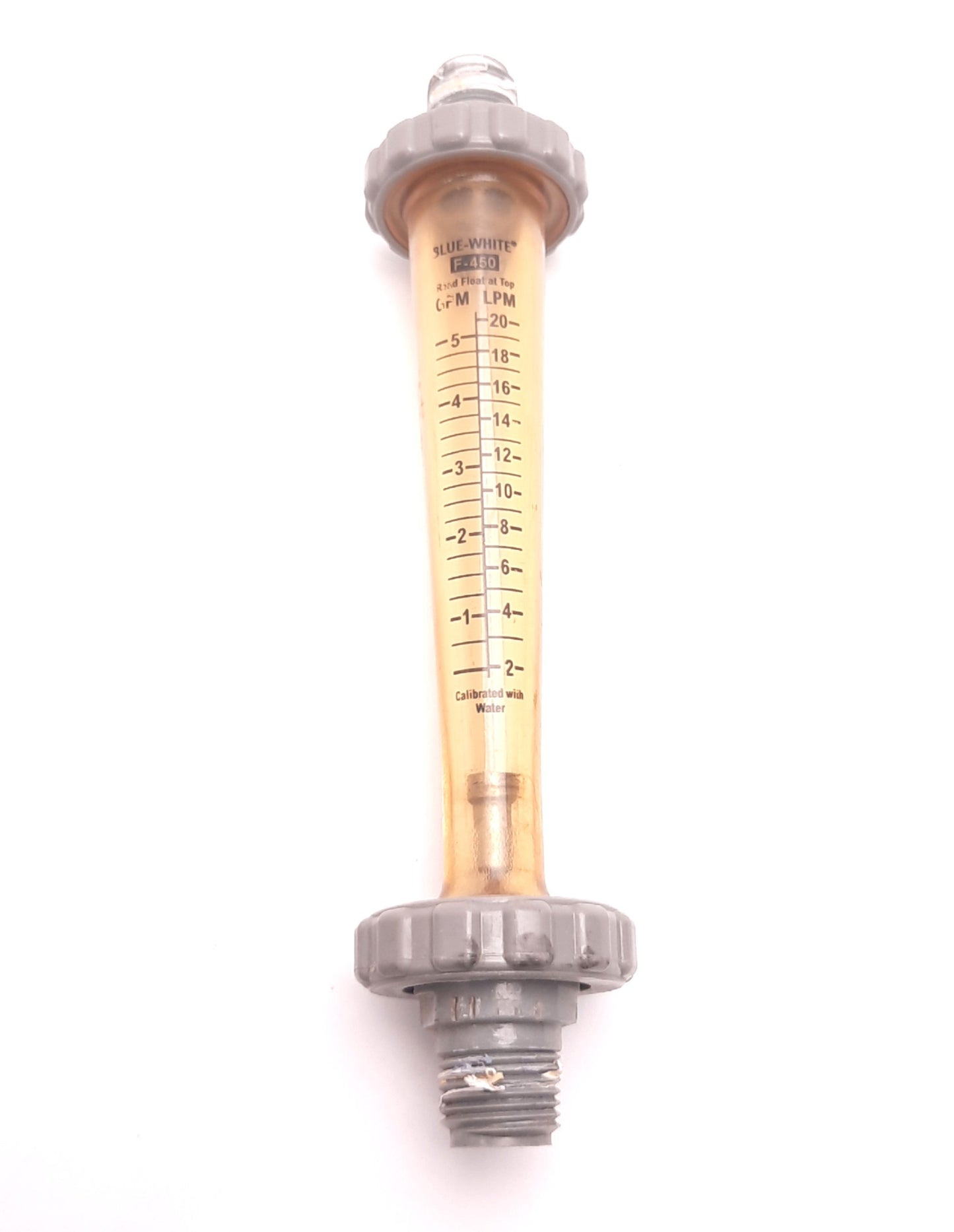 Used Blue-White F-45500LHN-12 Flow Meter 3 Inch Scale 0.5 To 5 GPM/ 2 To 20 LPM