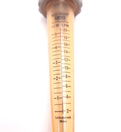 Used Blue-White F-45500LHN-12 Flow Meter 3 Inch Scale 0.5 To 5 GPM/ 2 To 20 LPM
