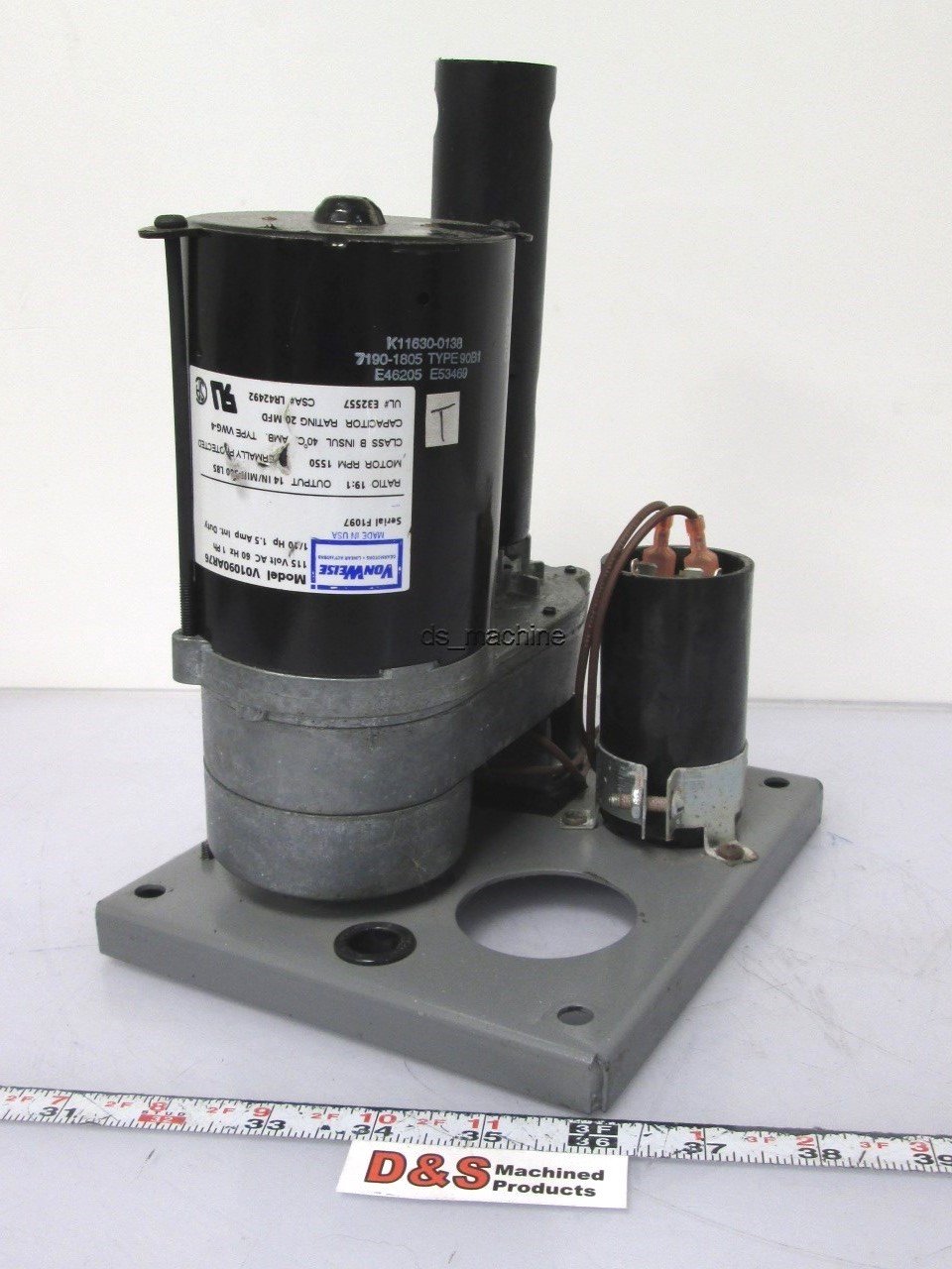 Used Von Weise VO1090AR76 1" Stroke Linear Actuator 20æF Capacitor Run 115VAC