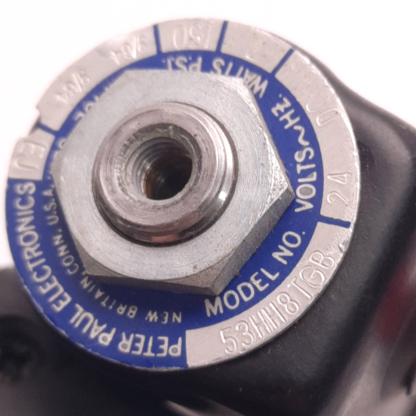 Used Peter Paul 53HH8TGB Solenoid Valve 24v DC 7 Watt Coil 150 Psi, 1/8" NPT