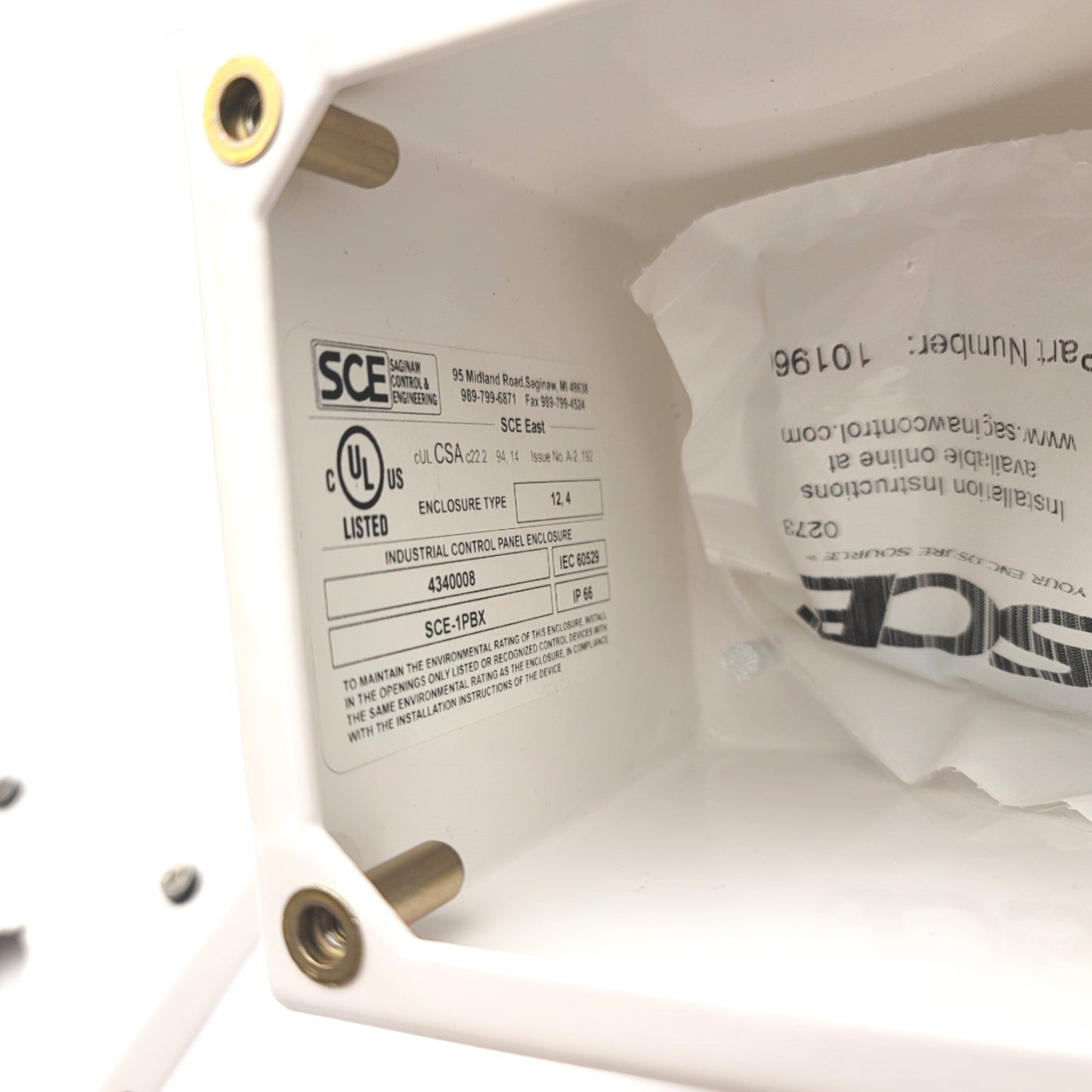 Used Saginaw Controls SCE-1PBX Pushbutton Enclosure, 4" x 4" x 4.75", 30.5mm Hole
