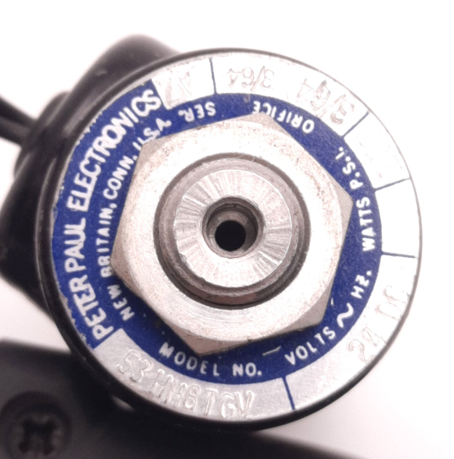 Used Peter Paul 53HH8TGV Solenoid Valve 24v DC 7 Watt Coil 150 Psi, 1/8" NPT