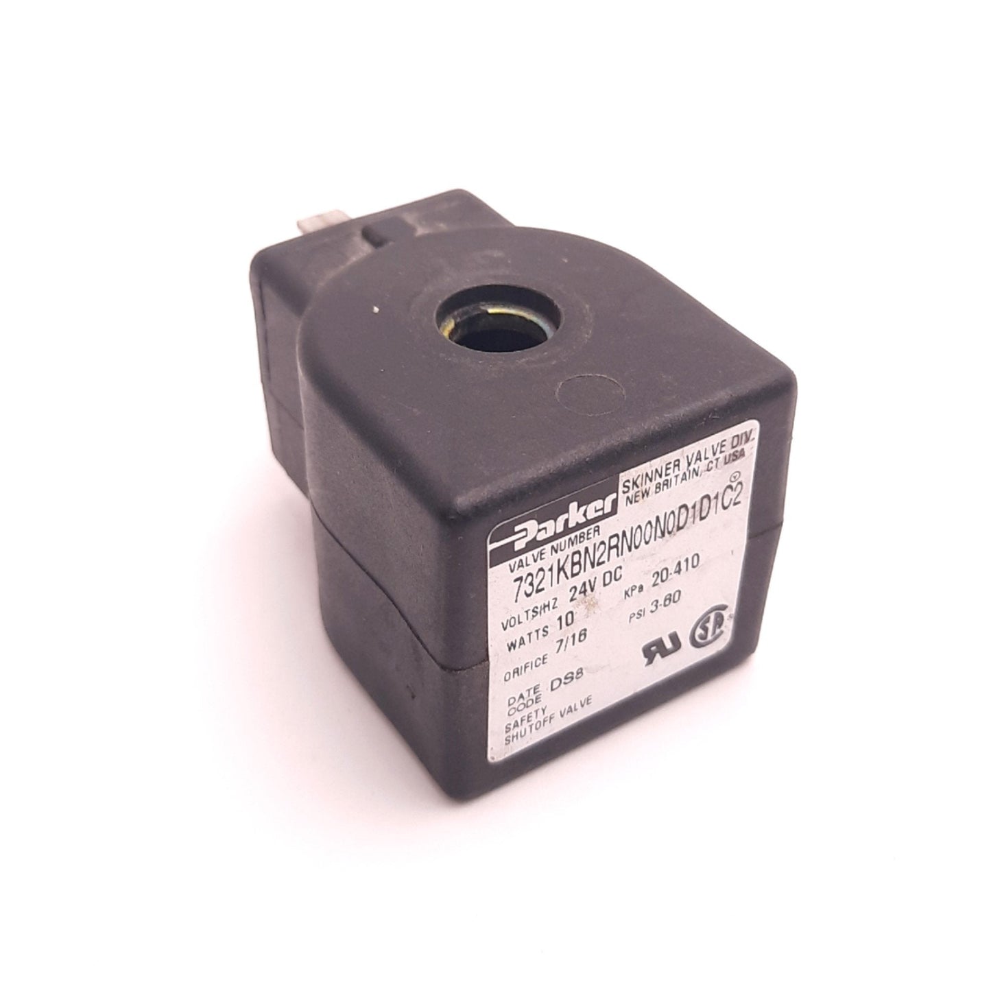 Used Parker 7321KBN2RN00N0D1D1C2 Skinner Solenoid Coil, Voltage: 24VDC, No Plug