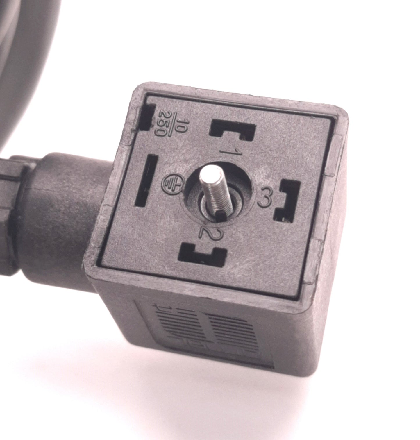 Used OMAL A1 PG9 Solenoid Plug w Cable, 20 Foot Length, 250v 10A, 18mm Spacing, 3 Pin