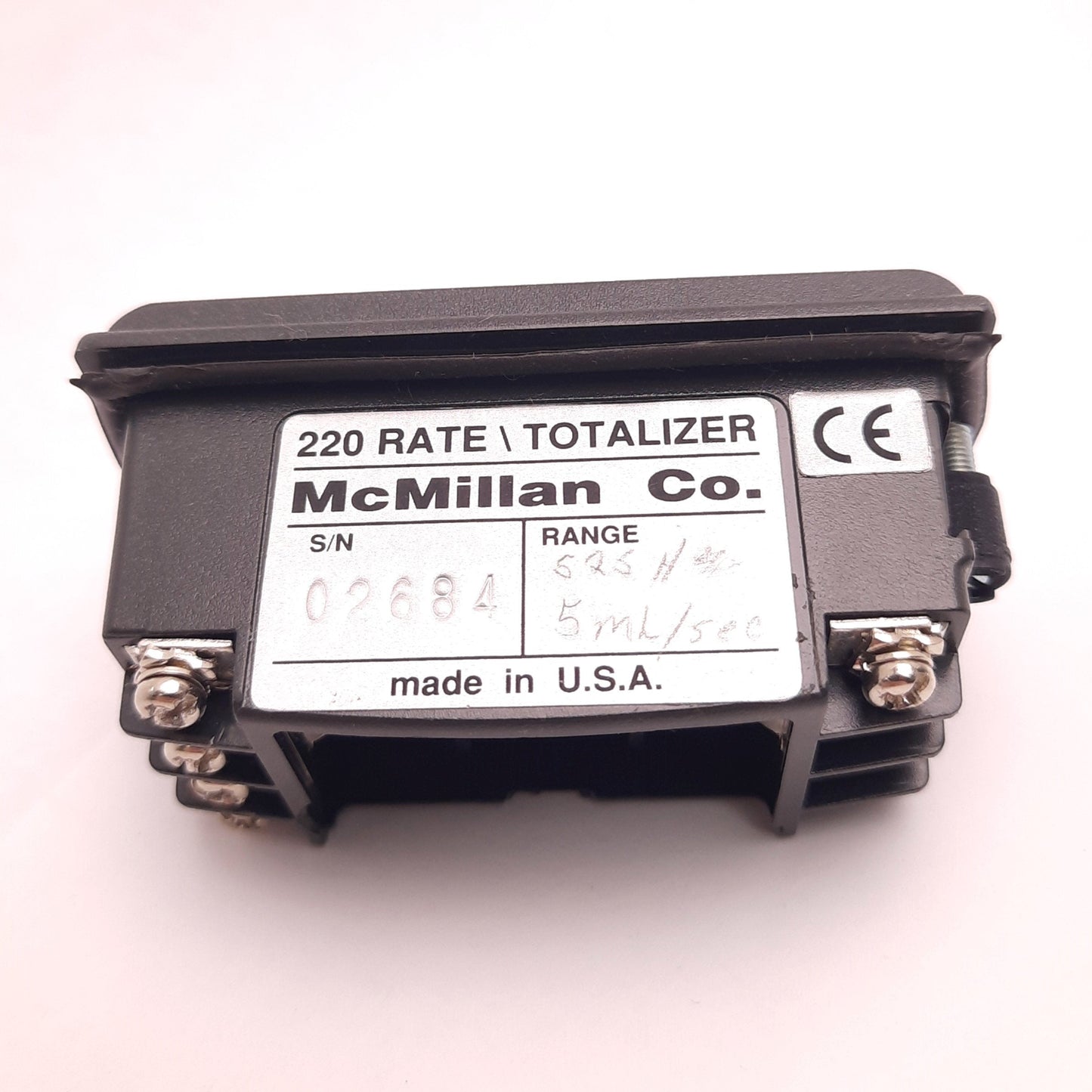Used McMillan Co. 220 Flow Rate\Totalizer Display 3v DC(Battery) Pulse Input,No Cover