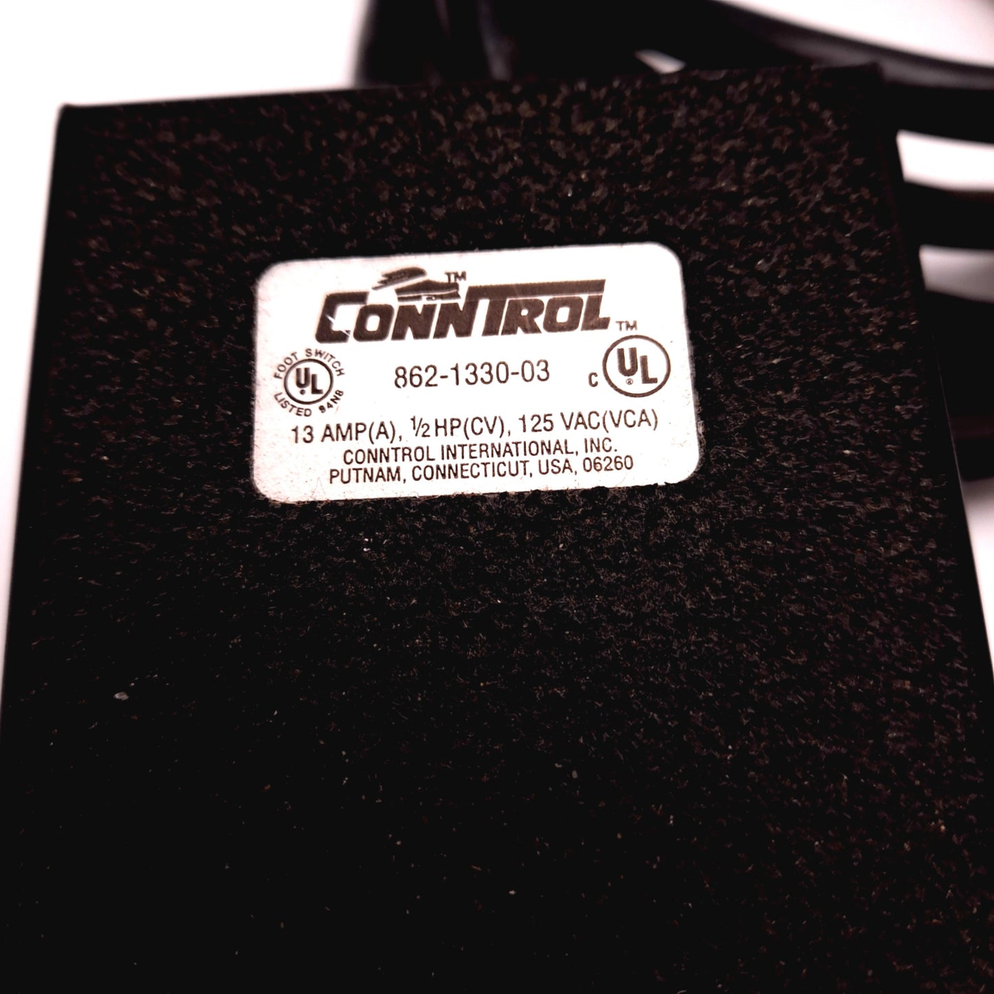 Used Conntrol 862-1330-03 Light Duty Foot Switch 13 Amp 125 VAC 1/2 HP 3 Flying Leads