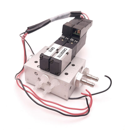 Used Festo PRMZ-5-M5-2-30 242 Manifold with Two MZ-5/2-1.5-L-LED Solenoid Valves