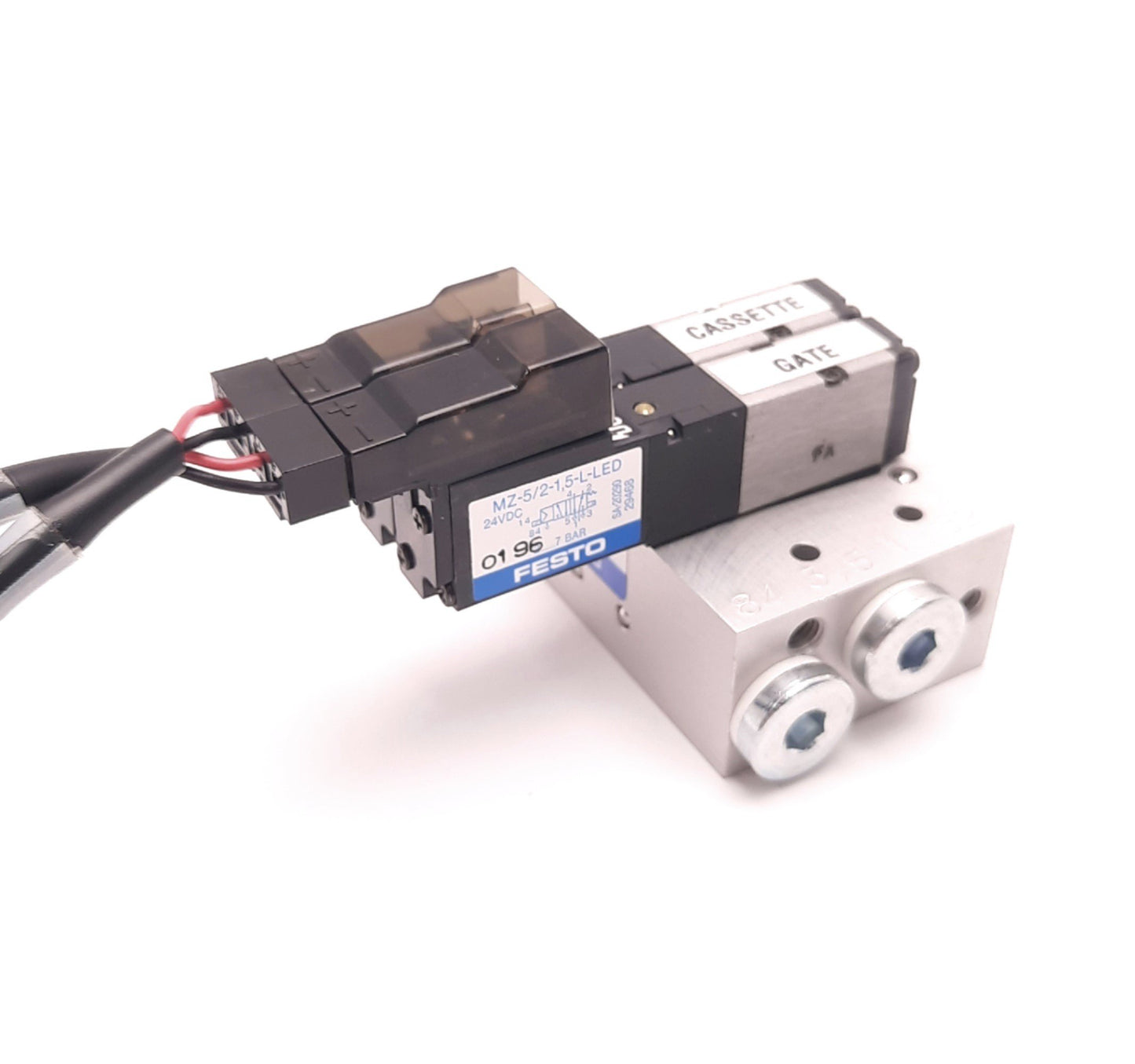 Used Festo PRMZ-5-M5-2-30 242 Manifold with Two MZ-5/2-1.5-L-LED Solenoid Valves