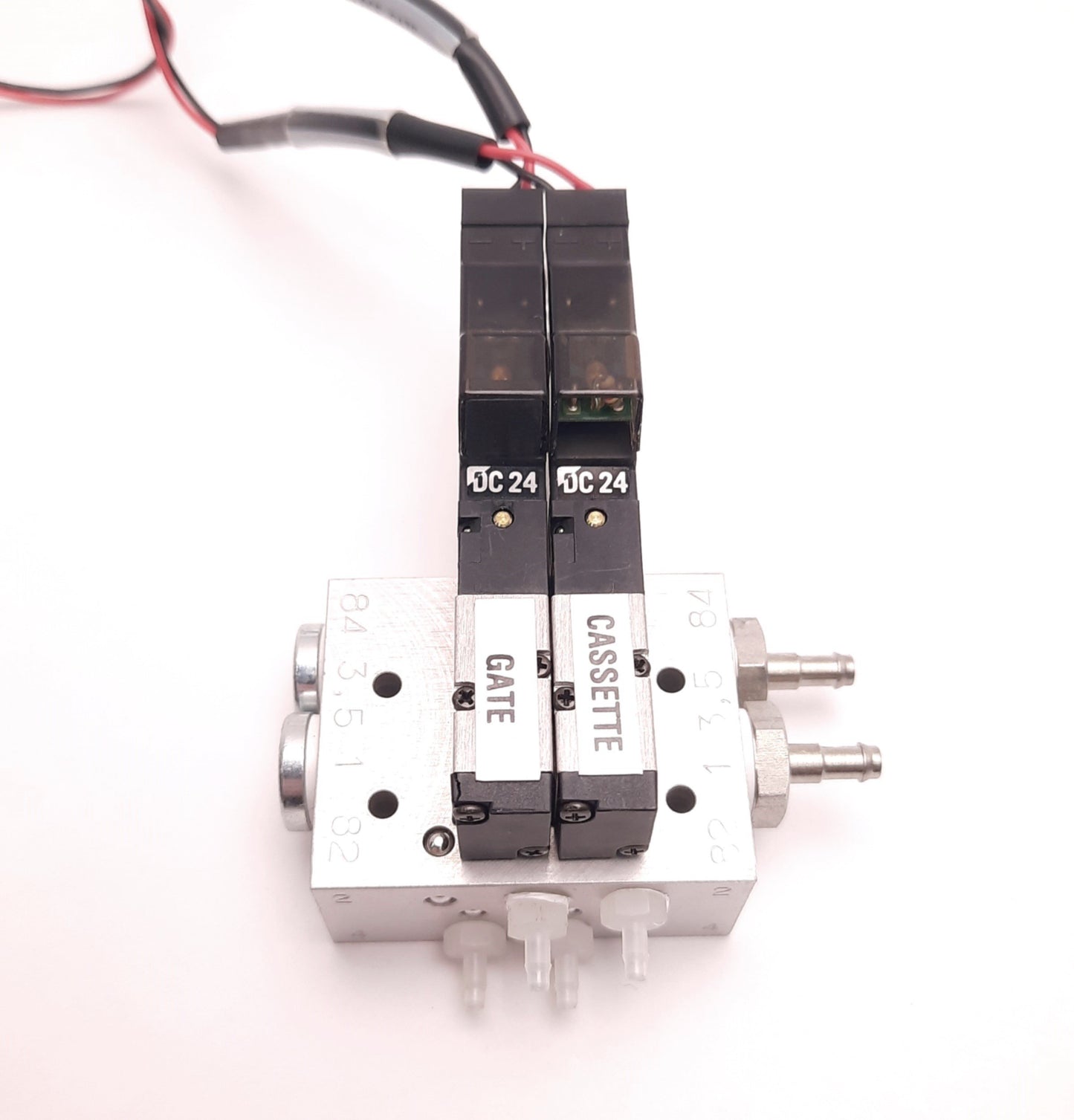Used Festo PRMZ-5-M5-2-30 242 Manifold with Two MZ-5/2-1.5-L-LED Solenoid Valves