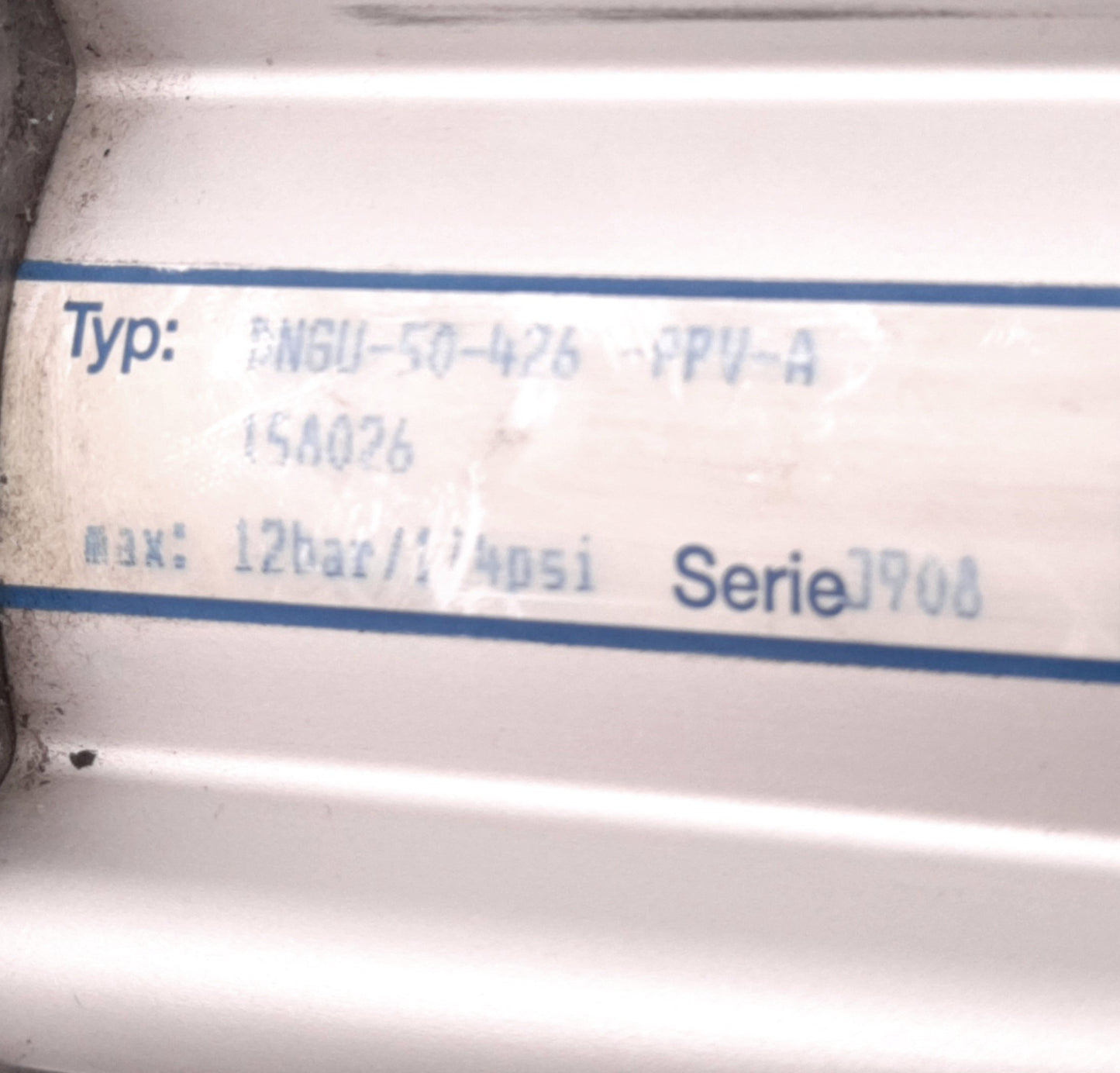 Used Festo DNGU-50-426 Pneumatic Cylinder 50mm Bore 426mm Stroke 12 Bar Max G1/4