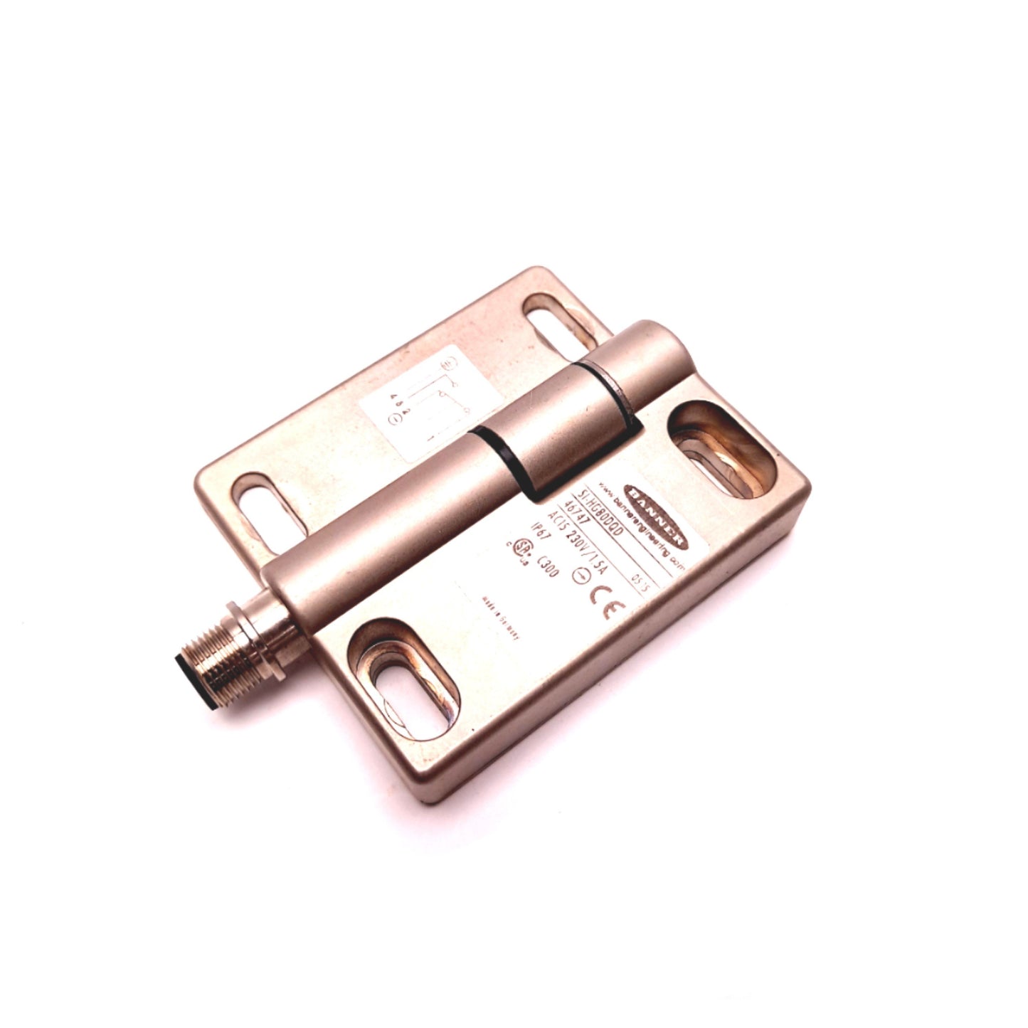 Used Banner SI-HG80DQD Safety Interlock Switch, Hinge 250VAC 3A 60VDC 1NO/1NC M12