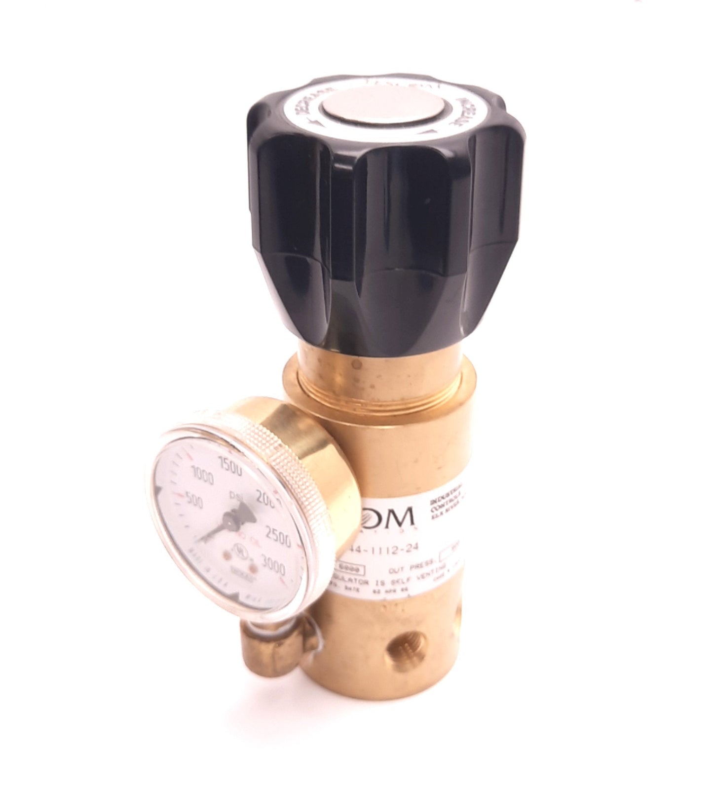 Used Tescom 44-1112-24 Reducing Regulator 6000 Psi In, 800 Psi Out, w/ 3000 Psi Gauge