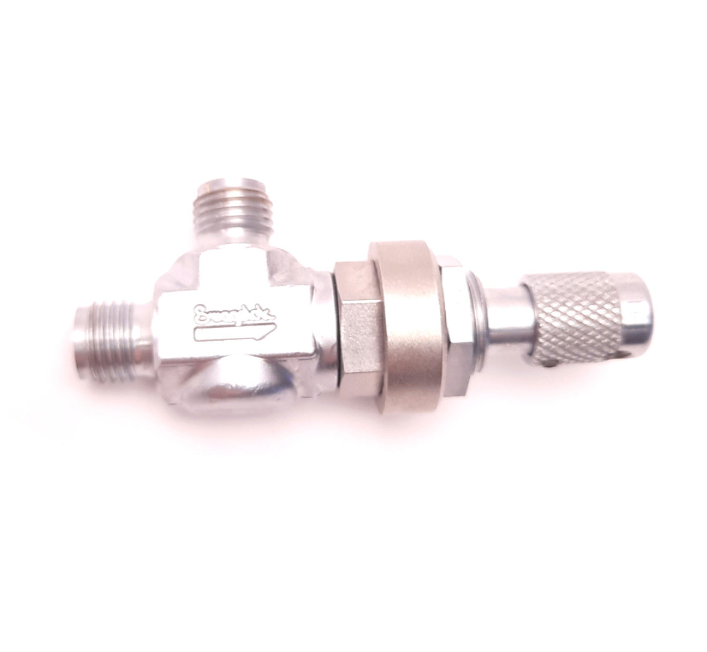 Used Swagelok B-4MA Ninety Degree Metering Valve 1/4" NPT Male, Hand Operated