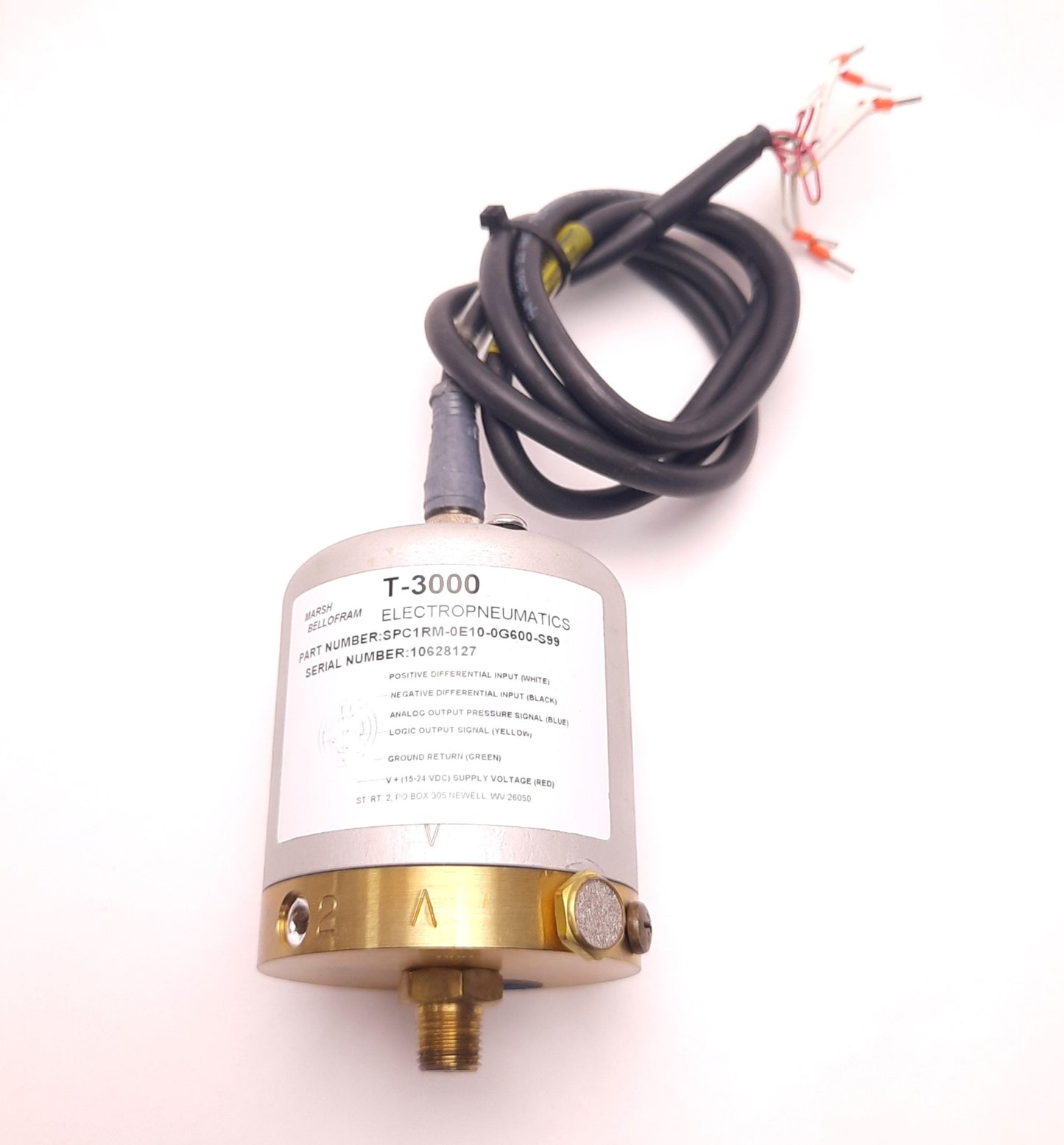 Used Marsh Bellofram SPC1RM-0E10-0G600-S99 Pressure Transducer, 15-24V, 4-20mA