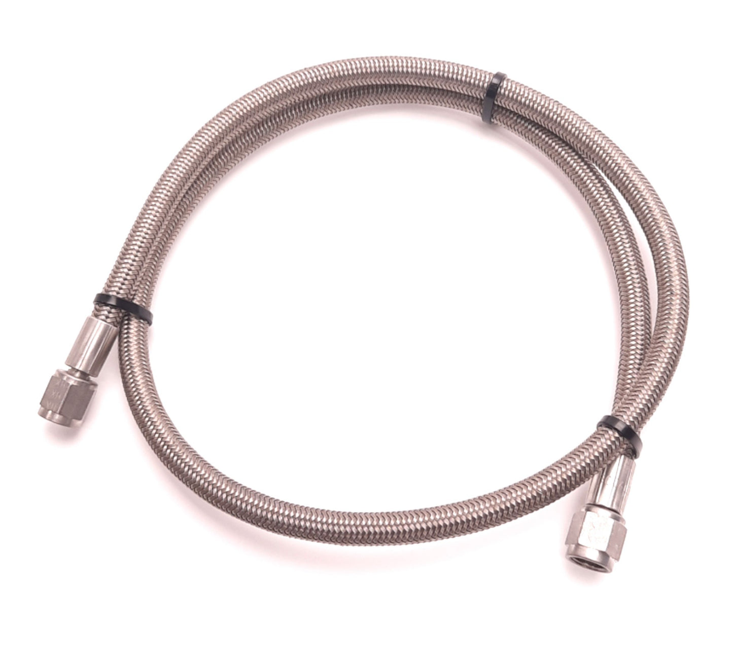 Used JIC Hydraulic Braided Hose Female JIC-4 Connection, 0.4" OD x 3 Ft Length