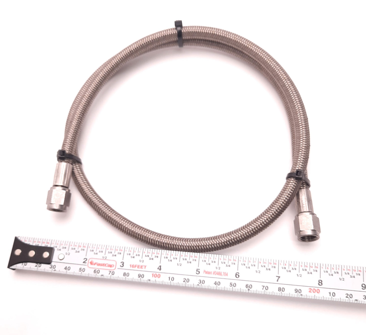 Used JIC Hydraulic Braided Hose Female JIC-4 Connection, 0.4" OD x 3 Ft Length