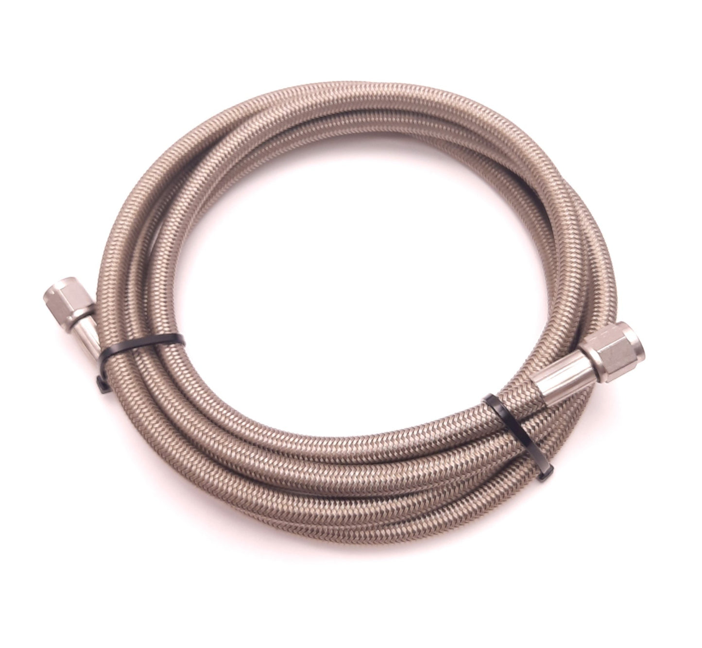 Used JIC Hydraulic Braided Hose Female JIC-4 Connection, 0.4" OD x 7 Ft Length