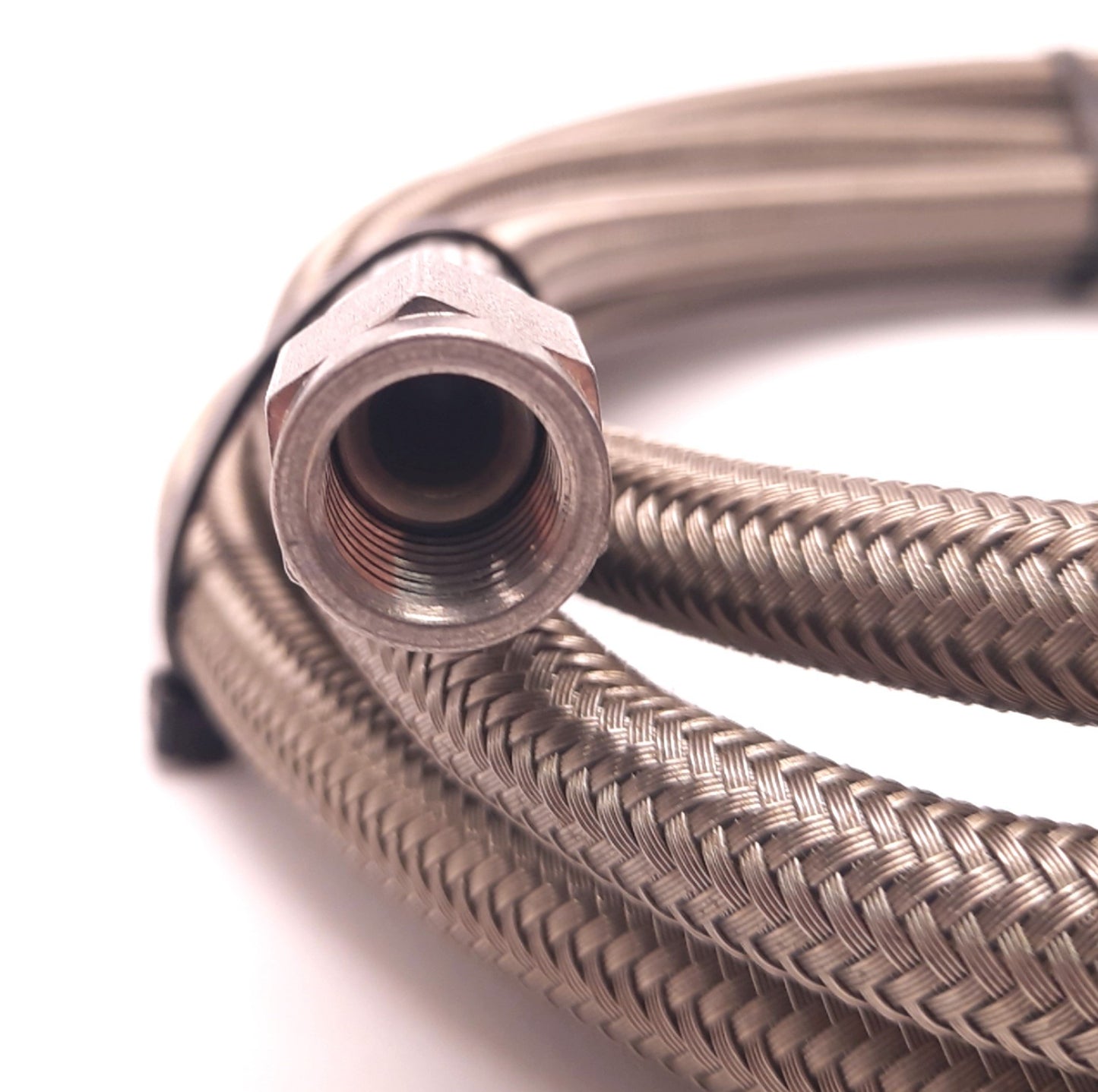 Used JIC Hydraulic Braided Hose Female JIC-4 Connection, 0.4" OD x 7 Ft Length