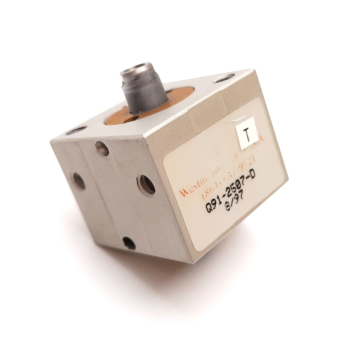 Used Compact Q91-2507-D Mini Double Rod Cylinder, 3/4" Bore, 1/4" Stroke, 10-32 Ports