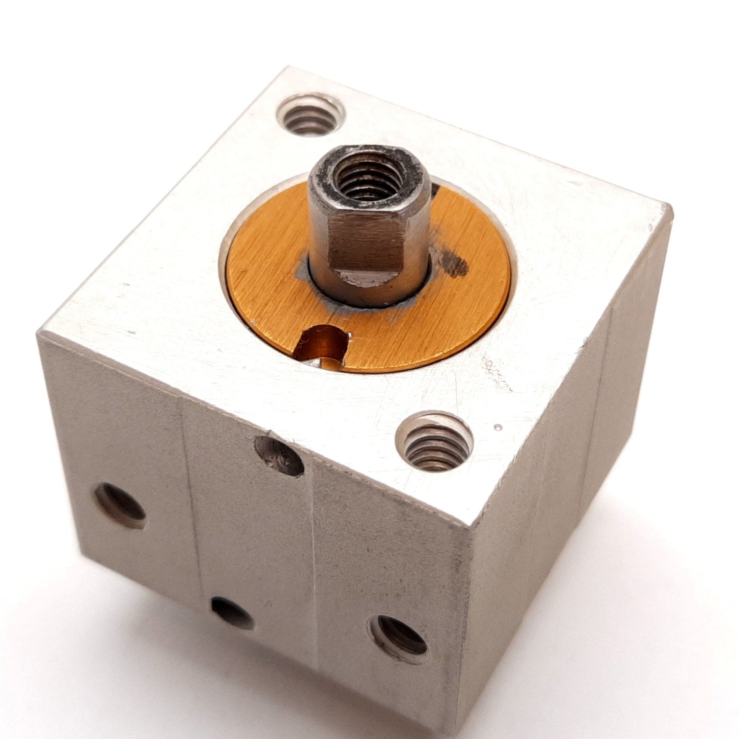 Used Compact Q91-2507-D Mini Double Rod Cylinder, 3/4" Bore, 1/4" Stroke, 10-32 Ports