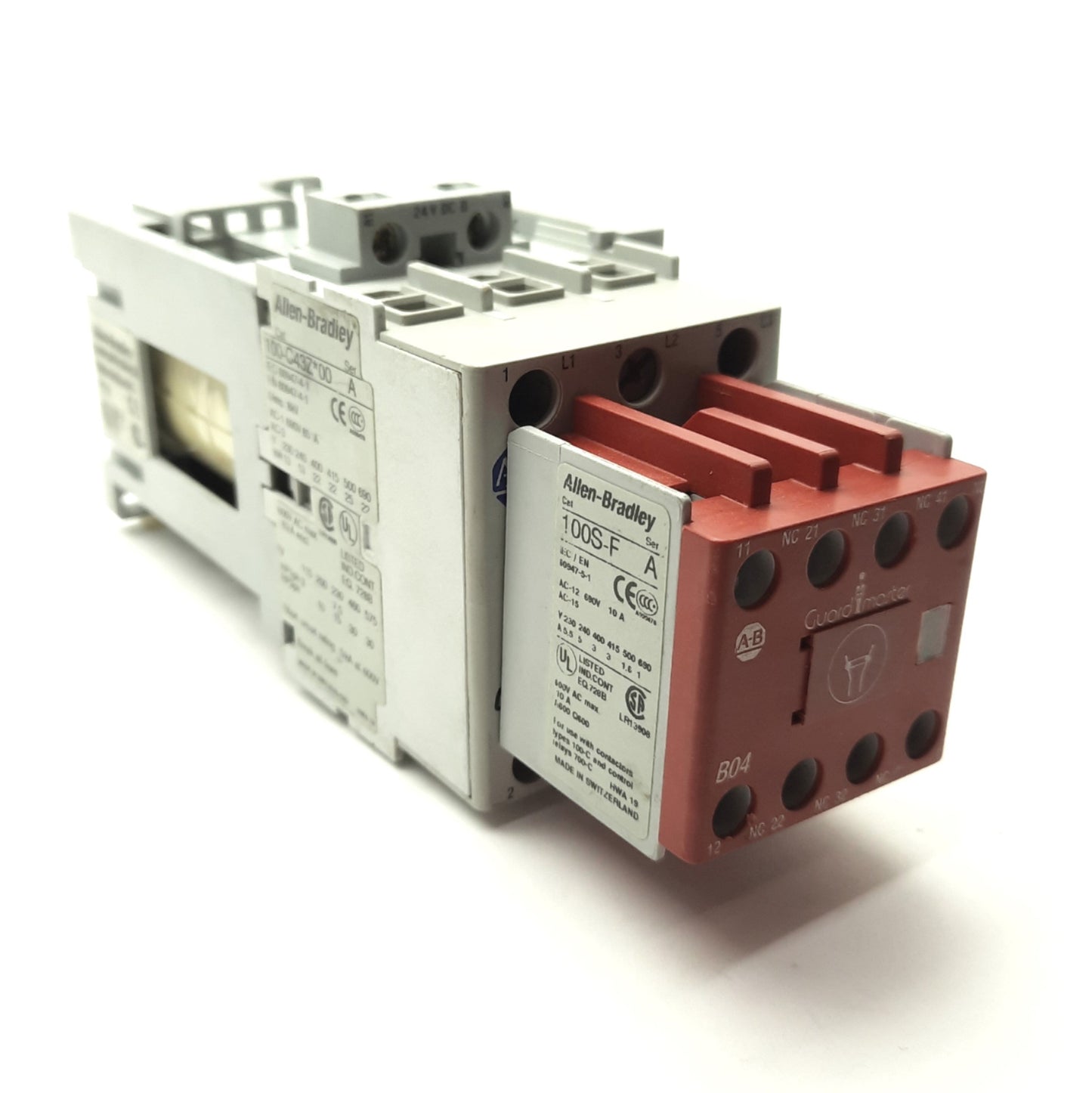 Used Allen Bradley 100S-C43DJ14C Guardmaster Safety Contactor 600VAC 75A, 24VDC Coil