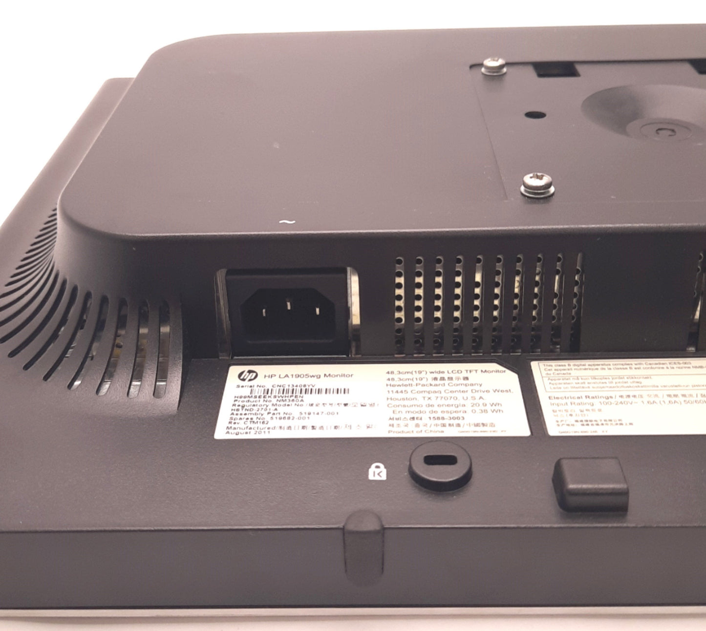 Used HP LA1905WG LCD Monitor 19" 1440x900 5ms 1000:1 2x USB VGA/DVI-D/DP *No Stand*