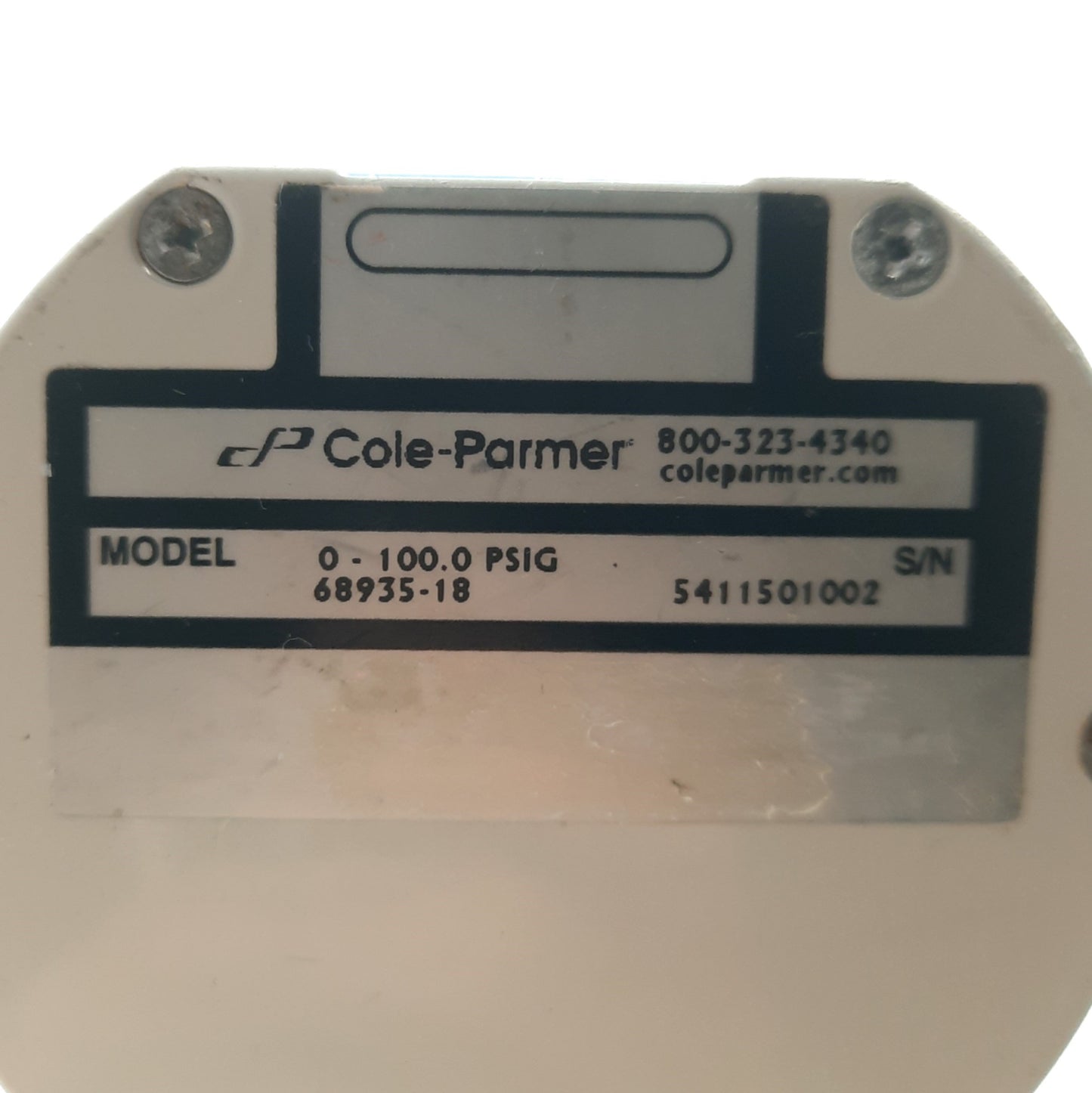Used Cole Parmer 68935-18 Battery-Powered Digital Gauge 0-100PSI 1/4"NPT Male 2x AA