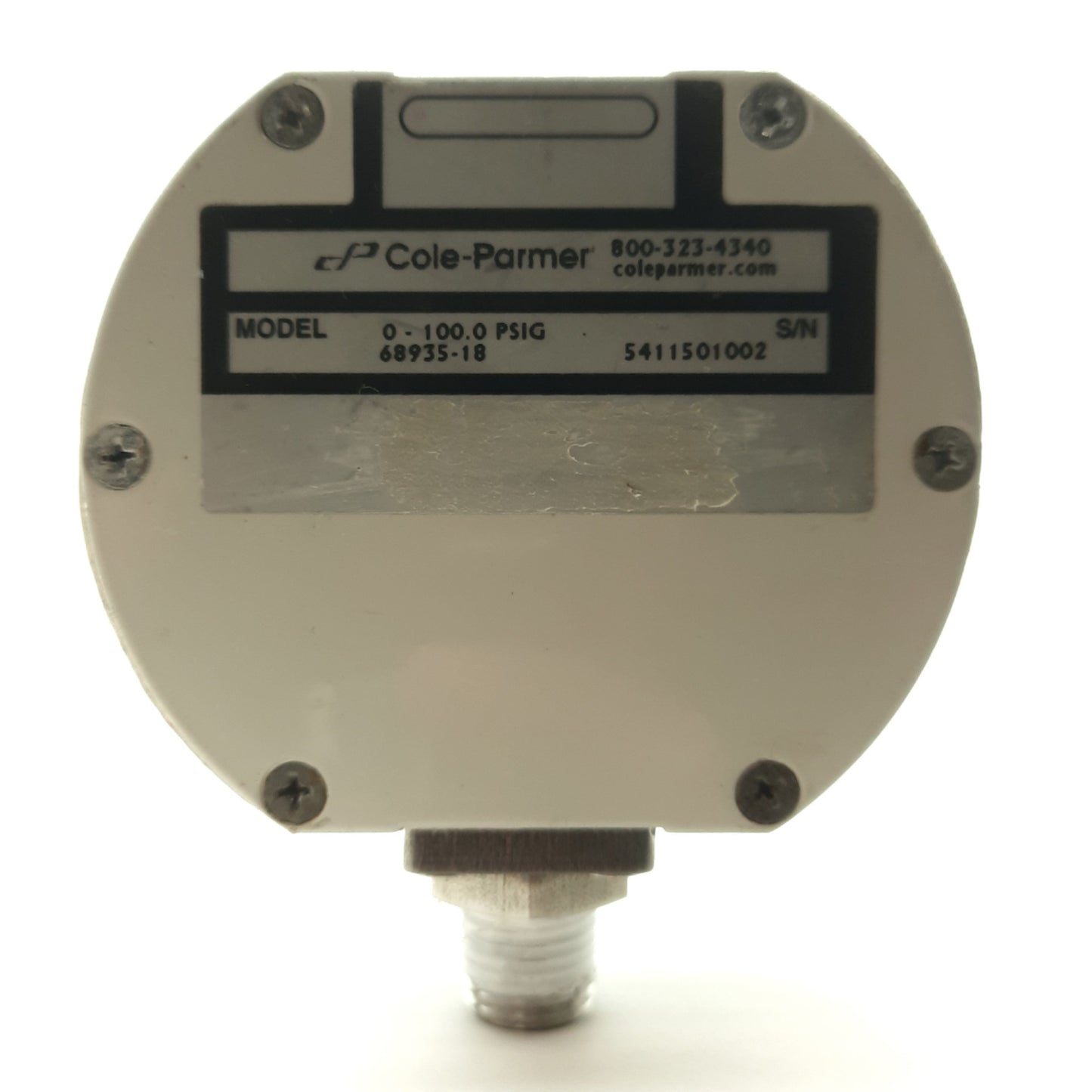 Used Cole Parmer 68935-18 Battery-Powered Digital Gauge 0-100PSI 1/4"NPT Male 2x AA