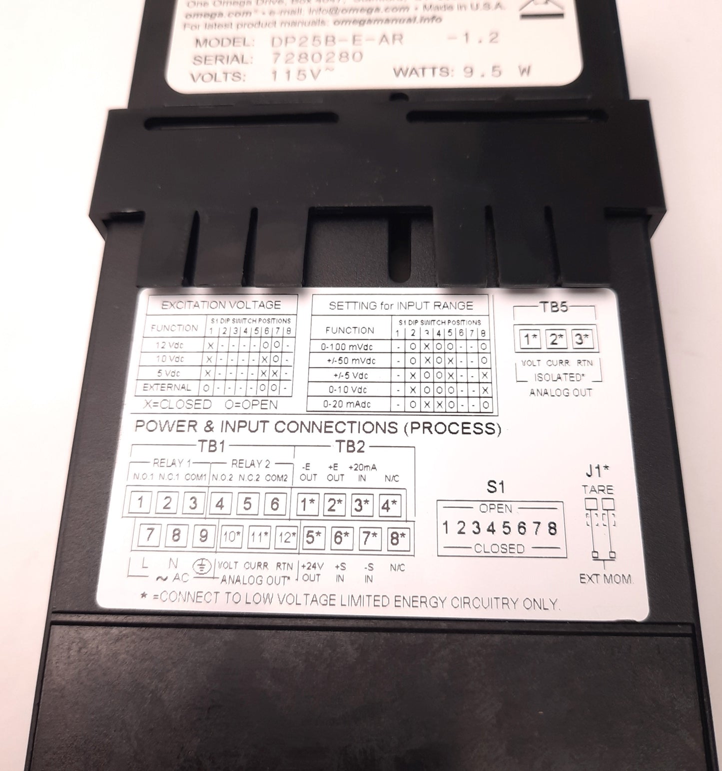 Used Omega Engineering DP25B-E-AR Process Meter 115V 9.5 Watts 4 Digits 45mm x 92mm