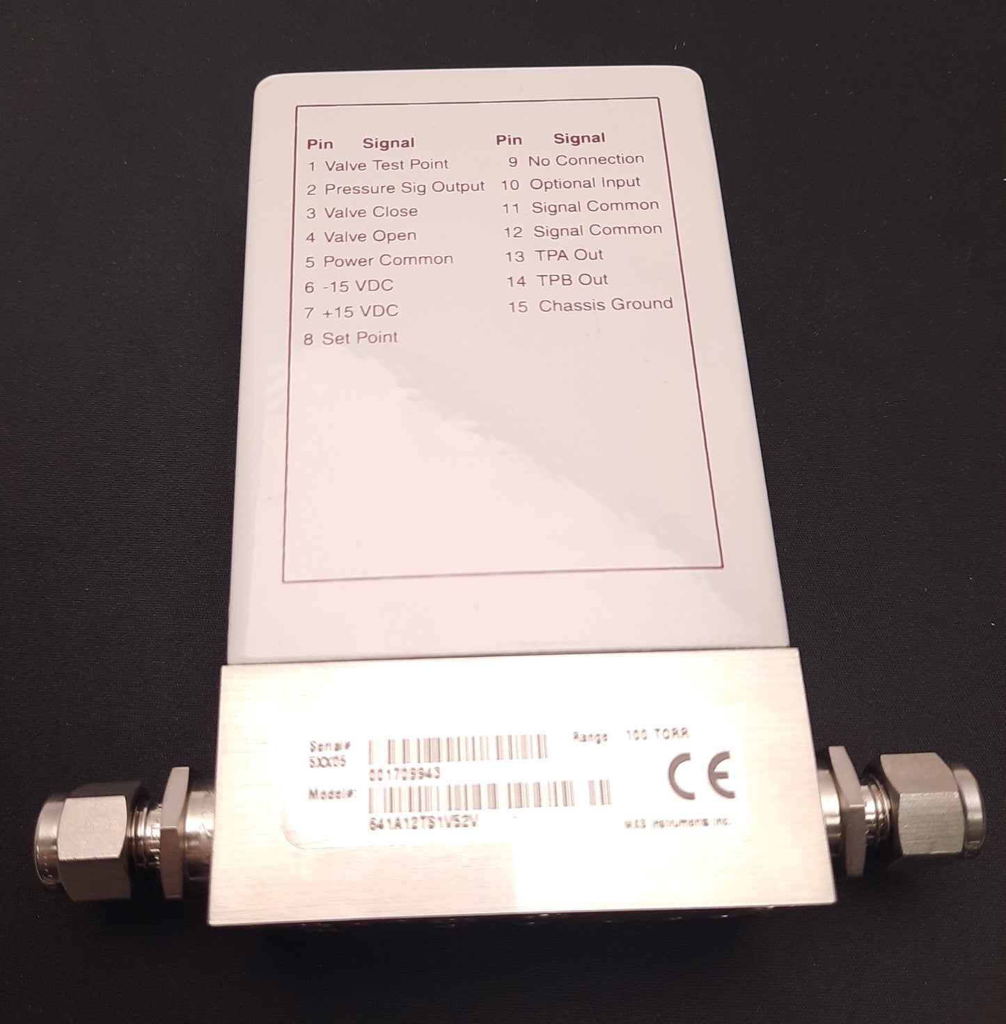 Used MKS 641A12TS1V52V Pressure Controller 15V DC 200mA In, 5V DC Out, 100 Torr Range
