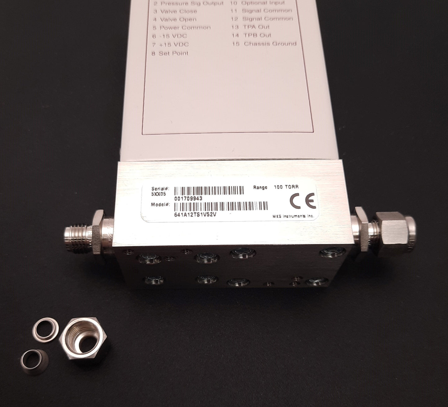 Used MKS 641A12TS1V52V Pressure Controller 15V DC 200mA In, 5V DC Out, 100 Torr Range