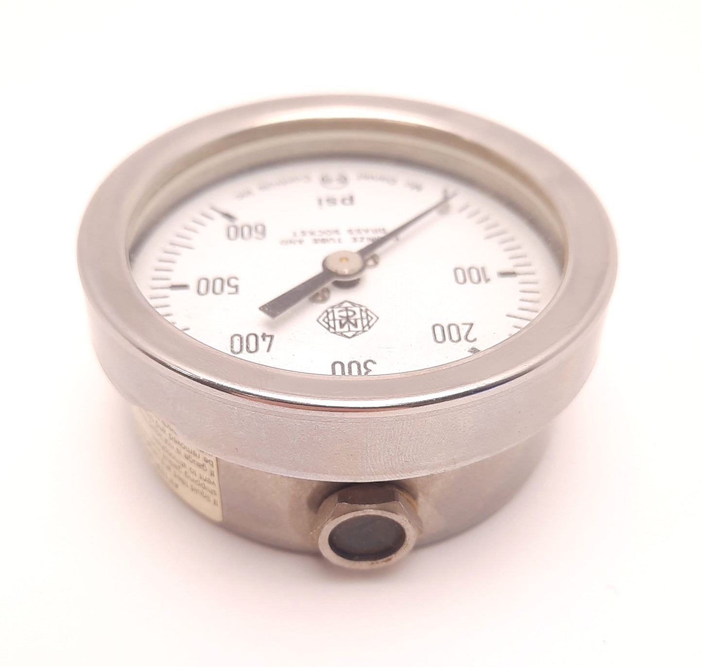 Used McDaniel Controls KIL Blow Out Safety Gauge 0-600 Psi 1/4" NPT, Dry, SS, 2.5"